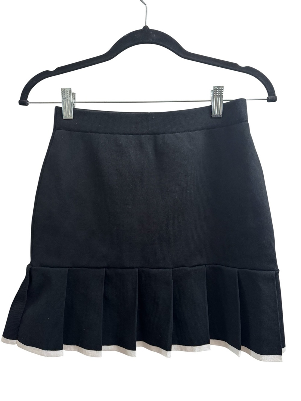 Sincerely Jules Black Pleated White Hem Mini Skirt
